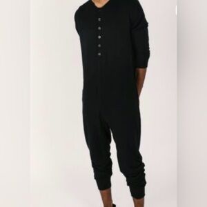 Smash + Tess Guy Romper Midnight Black Button Up Loungewear Sleep Men's Large
